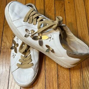 Michael Kors Women's White and Gold Sneakers